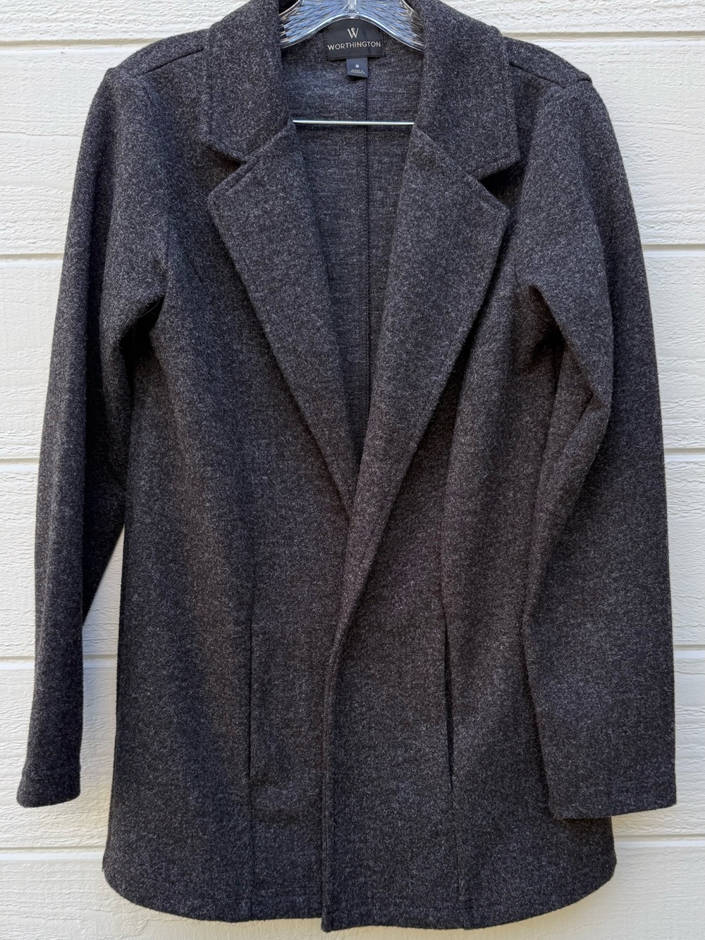 Worthington Women's Dark Soft Gray Open-Front Coat.